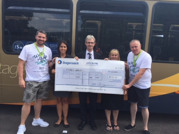 Stagecoach bus drivers participate in the Walk for Life to raise money for Kidney Wales