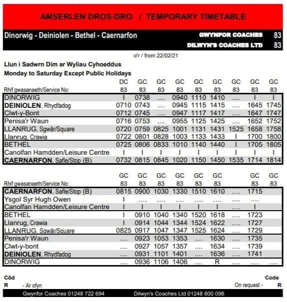 Gwnfor-Coaches-Temporary-Timetable-February-2021