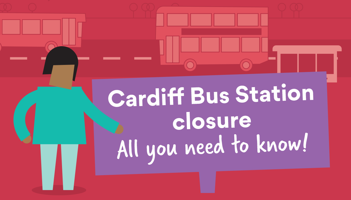 cardiff bus station closure banner